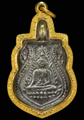 เหรียญหล่อพระพุทธชินราชวัดเขาตะเครา ปี2488 เนื้อทองเหลือง ผิวพรายเงิน หลังปีจอ สวยมากมาก
